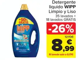 Carrefour WIPP Detergente liquido Limpio y Liso oferta