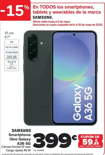 Carrefour SAMSUNG Smartphone libre Galaxy A36 5G oferta