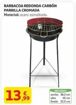 Alcampo Barbacoa redonda carbón parrilla cromada oferta
