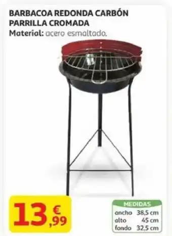 Alcampo Barbacoa redonda carbón parrilla cromada oferta
