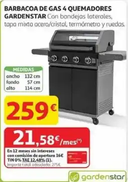 Alcampo GARDENSTAR Barbacoa de gas 4 quemadores oferta