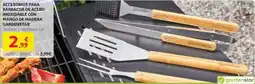 Alcampo GARDENSTAR Accesorios para barbacoa de acero inoxidable con mango de madera oferta