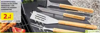 Alcampo GARDENSTAR Accesorios para barbacoa de acero inoxidable con mango de madera oferta