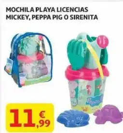 Alcampo Mochila playa licencias mickey, peppa pig o sirenita oferta