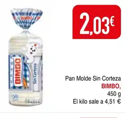 mYm supermercados BIMBO Pan Molde Sin Corteza oferta