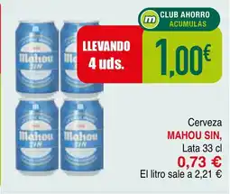 mYm supermercados MAHOU SIN Cerveza oferta