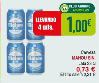 mYm supermercados MAHOU SIN Cerveza oferta