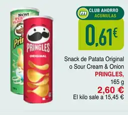 mYm supermercados PRINGLES Snack de Patata Original o Sour Cream & Onion oferta