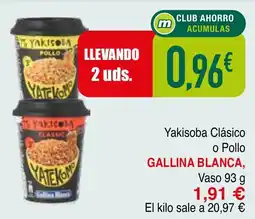 mYm supermercados GALLINA BLANCA Yakisoba Clásico o Pollo oferta