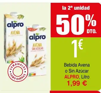 mYm supermercados ALPRO Bebida Avena o Sin Azúcar oferta