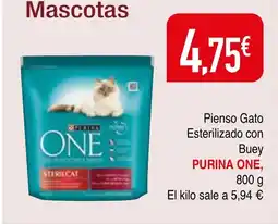 mYm supermercados PURINA ONE Pienso Gato Esterilizado con Buey oferta