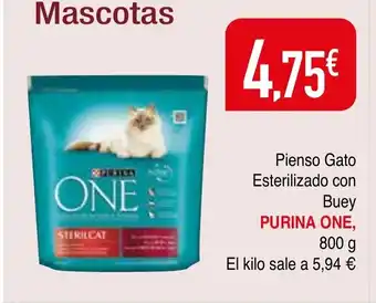 mYm supermercados PURINA ONE Pienso Gato Esterilizado con Buey oferta