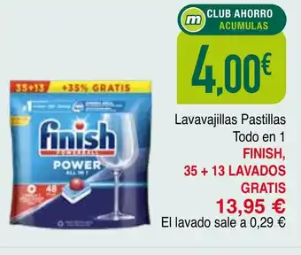 mYm supermercados FINISH Lavavajillas Pastillas Todo en 1 oferta
