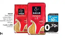 Supermercados Lupa GALLO Pasta clásica cuchara fideo 1, fideo 4, fideuá, maravilla o tiburón oferta