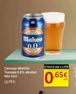 SPAR MAHOU Cerveza Tostada 0,0% alcohol lata oferta
