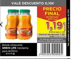 SPAR SIMON LIFE Bebida refrescante mandarina oferta