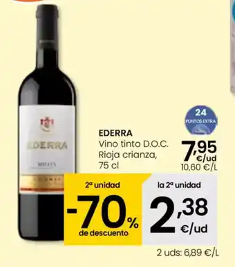 Eroski EDERRA Vino tinto D.O.C. Rioja crianza oferta