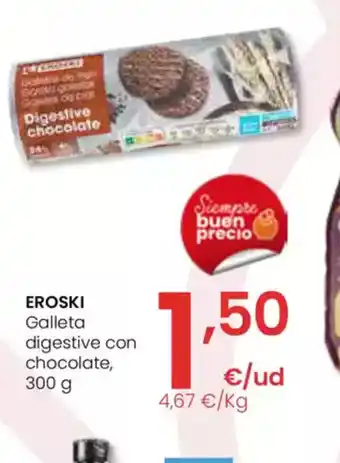 Eroski EROSKI Galleta digestive con chocolate oferta