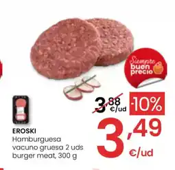 Eroski EROSKI Hamburguesa vacuno gruesa 2 uds burger meat oferta