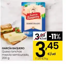 Eroski GARCÍA BAQUERO Queso lonchas mezcla semicurado oferta