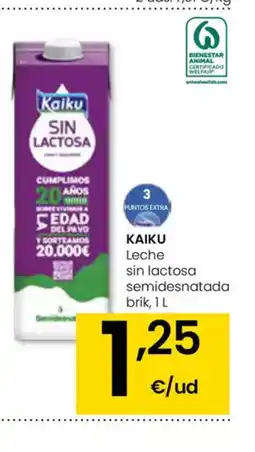 Eroski KAIKU Leche sin lactosa semidesnatada brik oferta