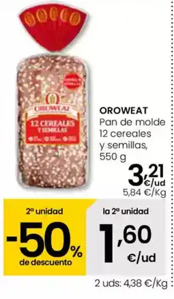 Eroski OROWEAT Pan de molde 12 cereales oferta