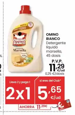 Eroski OMINO BIANCO Detergente líquido marsella, 45 dosis oferta