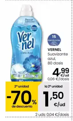 Eroski VERNEL Suavizante azul, 80 dosis oferta