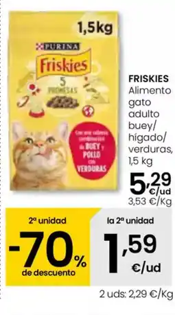 Eroski FRISKIES Alimento gato adulto buey/ hígado/ verduras oferta