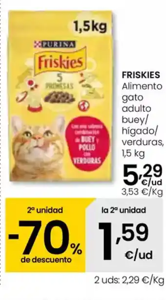 Eroski FRISKIES Alimento gato adulto buey/ hígado/ verduras oferta