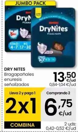 Eroski DRY NITES Bragapañales enuresis señalizados oferta