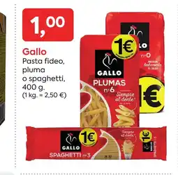 Suma Supermercados GALLO Pasta fideo pluma o spaghetti oferta