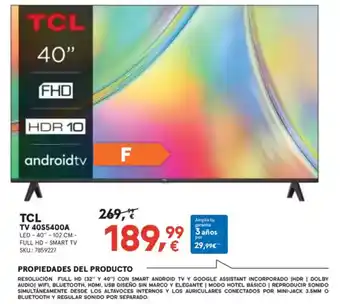 Worten TCL Tv 40s5400a oferta
