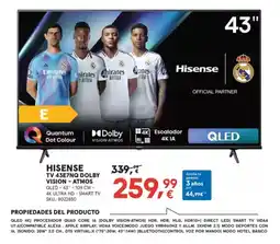 Worten HISENSE Tv 43e7nq dolby vision - atmos oferta