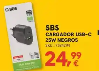 Worten SBS Cargador usb-c 25w negro5 oferta