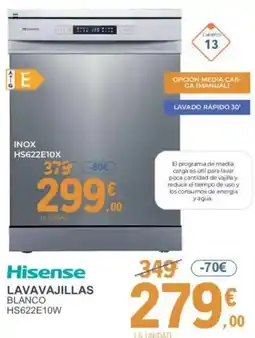 E.Leclerc HISENSE Lavavajillas blanco hs622e10w oferta