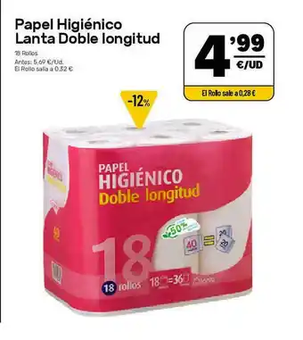 AhorraMas Papel Higiénico Lanta Doble Longitud oferta