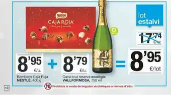 BonpreuEsclat Bombons Caja Roja Nestlé Cava Brut Reserva Ecològic Vallformosa oferta