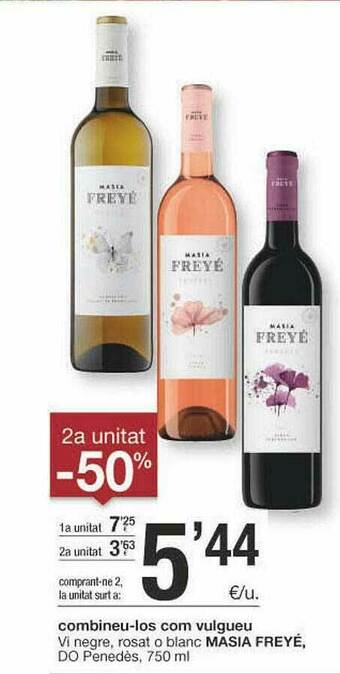 BonpreuEsclat 2a Unitat -50% Vi Negre Rosat O Blanc Masia Freyé Do Penedès oferta