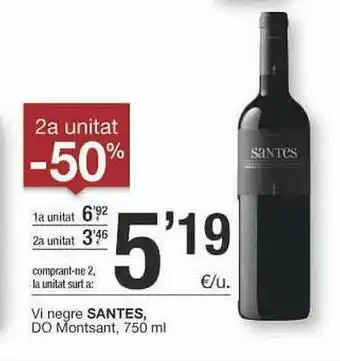 BonpreuEsclat 2a Unitat -50% Vi Negre Santes Do Montsant oferta