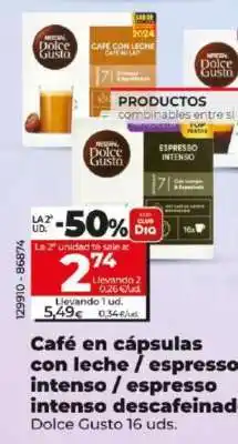 Dia Café en cápsulas con leche / espresso intenso / espresso intenso descafeinado oferta