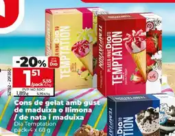 Maxi Dia Cons de gelat amb gust de maduixa o llimona / de nata i maduixa oferta