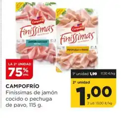 Alimerka CAMPOFRÍO Finíssimas de jamón cocido o pechuga de pavo oferta