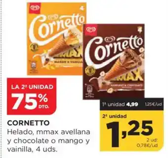 Alimerka CORNETTO Helado, mmax avellana y chocolate o mango y vainilla oferta