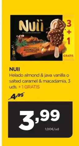 Alimerka NUII Helado almond & java vanilla o salted caramel & macadamia oferta