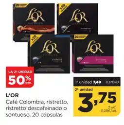 Alimerka L'OR Café Colombia, ristretto, ristretto descafeinado o sontuoso, 20 cápsulas oferta