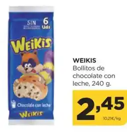 Alimerka WEIKIS Bollitos de chocolate con leche oferta
