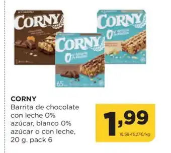 Alimerka CORNY Barrita de chocolate con leche 0% oferta