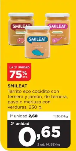 Alimerka SMILEAT Tarrito eco cocidito con ternera y jamón, de ternera, pavo o merluza con oferta