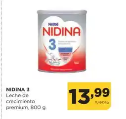 Alimerka NIDINA 3 Leche de crecimiento oferta